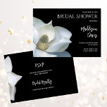 Magnolia Bridal Shower Elegant Black and White  Invitation<br><div class="desc">Magnolia Bridal Shower Invitation in Elegant Black and White. This Bridal Shower Occasion Card is designed with a white magnolia flower on a black background. The text includes: Bridal Shower, The Name, Date, Time, Location and Address. The reverse text includes: RSVP Details and Bridal Registry Details. To personalize, simply insert...</div>