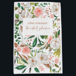 Magnolia Bridal Shower Gift Favour Swag Bag L201<br><div class="desc">Our paper bridal shower gift bag features watercolor magnolia flower bouquets and hand lettering - a beautiful and elegant way to give favours to guests or bridesmaids at your bridal shower. This item is part of our Lana wedding collection L201,  please shop our store for coordinating items.</div>