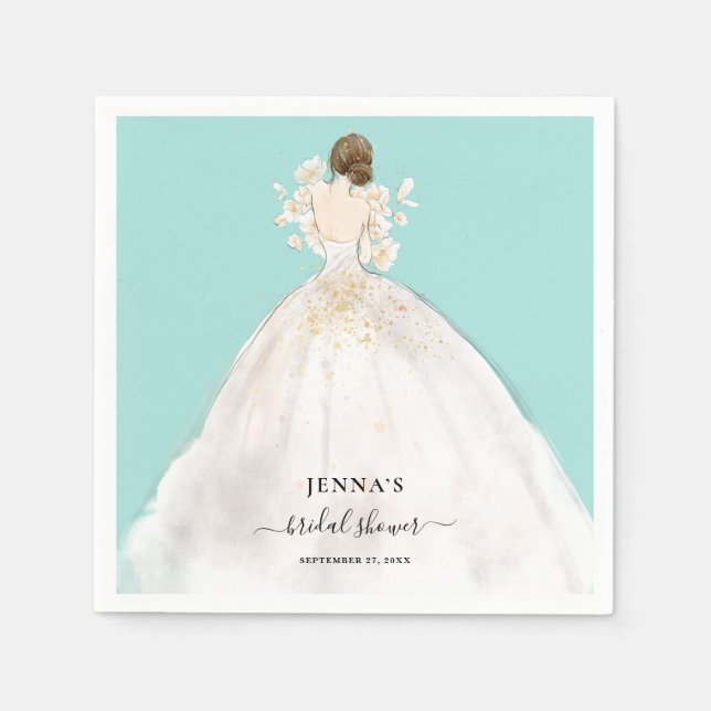 Magnolia Brunette Bride Bridal Shower Napkins (Front)