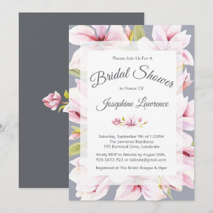 Magnolia Charm Floral Bridal Shower Invitations