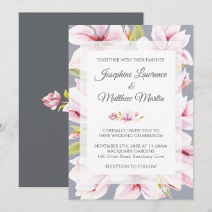 Magnolia Charm Floral Mariage Invitations
