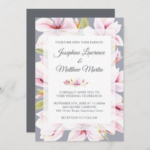 Magnolia Charm Floral Wedding Invitations