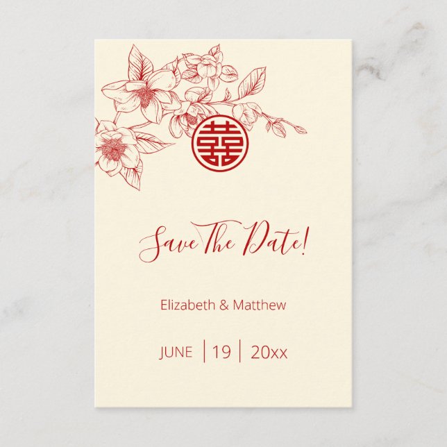 Magnolia Chinese Wedding Enregistrer La Carte Date (Devant)