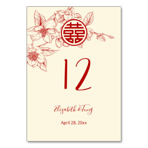 Magnolia Chinese Wedding Table Number
