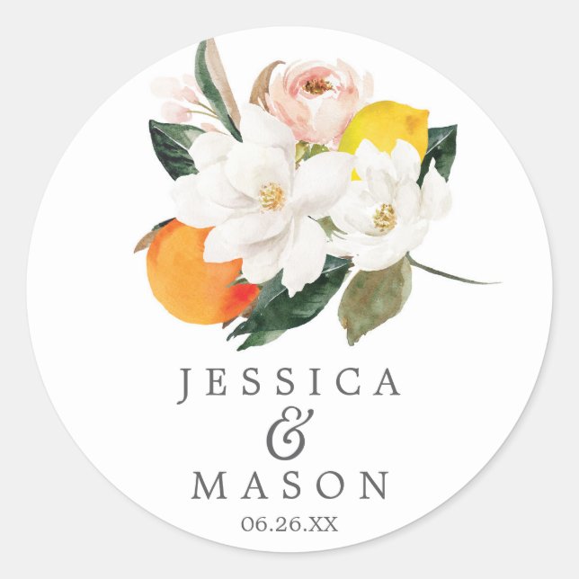 Magnolia Citrus Envelope Seals - Favour Stickers (Front)