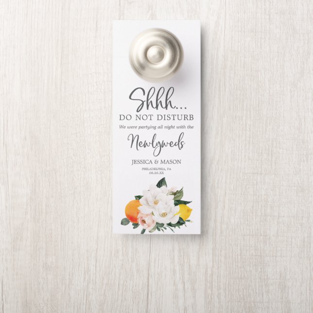 Magnolia Citrus Mariage Affichette de porte Ne Dis (Sur le bouton)
