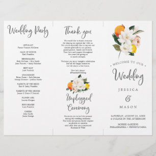 Magnolia Citrus Tri-Fold Wedding Program