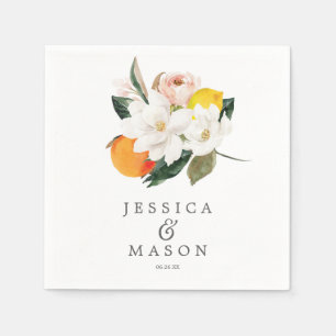 Magnolia Citrus Wedding Napkin Cocktail Napkin