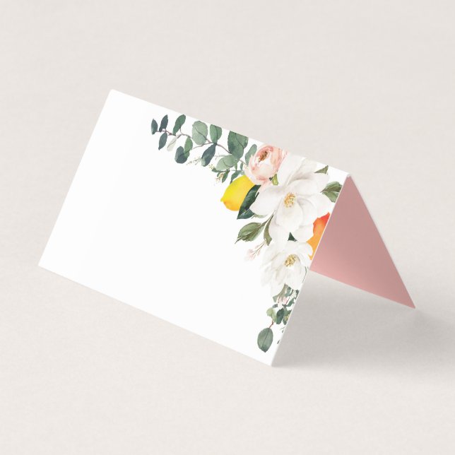 Magnolia Citrus Wedding Place Cards (Front)