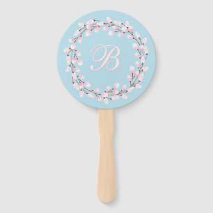 Magnolia Collection and Spun Sugar Blue Background Hand Fan