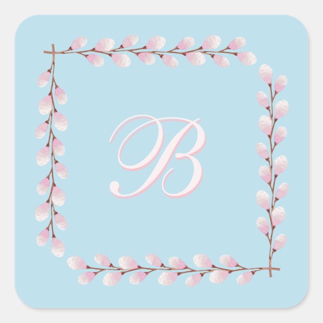 Magnolia Collection Spun Sugar Blue Background  Square Sticker (Front)