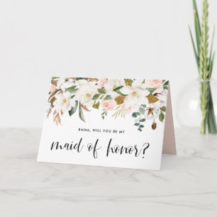 Magnolia Cotton Garland Be My Maid of Honour Card