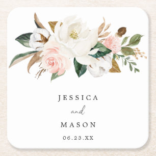Magnolia Cotton Wedding Coasters