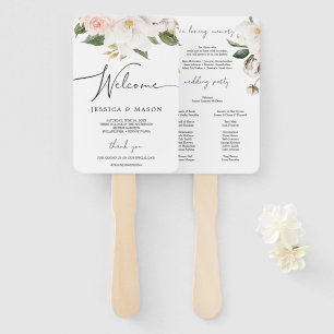 Magnolia Cotton Wedding Program Fan Loving Memory