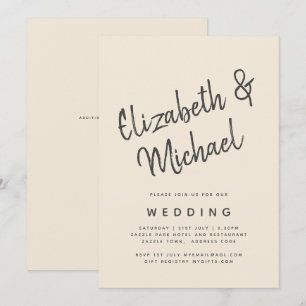 Magnolia Cream Modern Wedding Typography Invitation