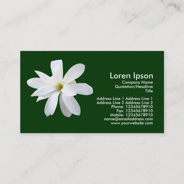 Magnolia - Dark Green Business Card (Front)