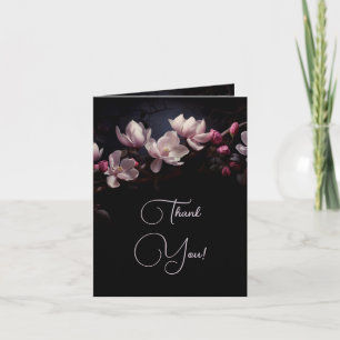 Magnolia Dark Romantic    Wedding Photo Thank You Card