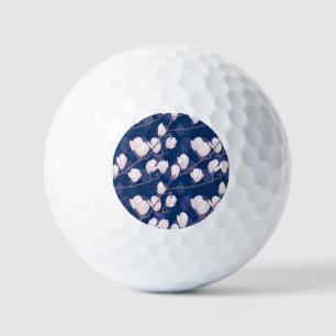 Magnolia Elegance: Navy Spring Bloom Golf Balls