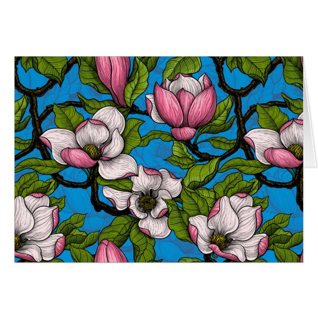 Magnolia en floraison sur bleu (Devant horizontal)