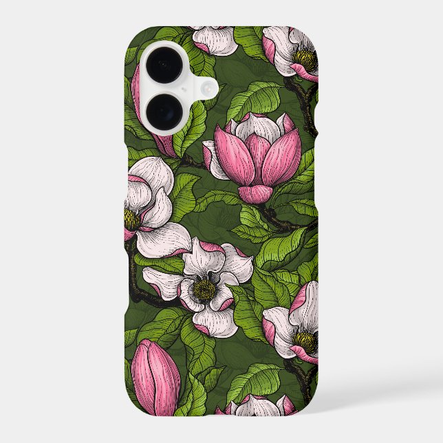 Magnolia en floraison sur vert foncé (Verso)