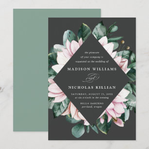 Magnolia & Eucalyptus   Floral Frame Wedding Invitation