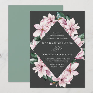 Magnolia & Eucalyptus   Floral Frame Wedding Invitation