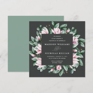 Magnolia & Eucalyptus   Square Wedding Invitation