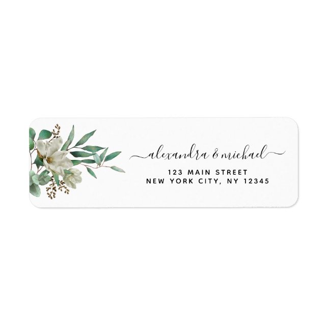 Magnolia Eucalyptus Watercolor Elegant Wedding (Front)