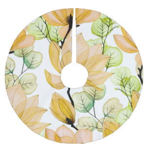 Magnolia Eucalyptus: Watercolor Seamless Print Brushed Polyester Tree Skirt