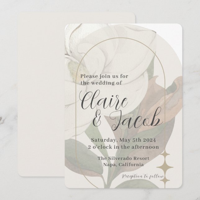 Magnolia Faire-part de mariage (Devant / Derrière)
