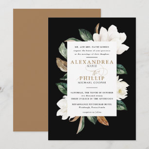Magnolia Faire-part de mariage Black