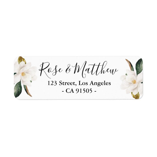 Magnolia floral address label (Front)