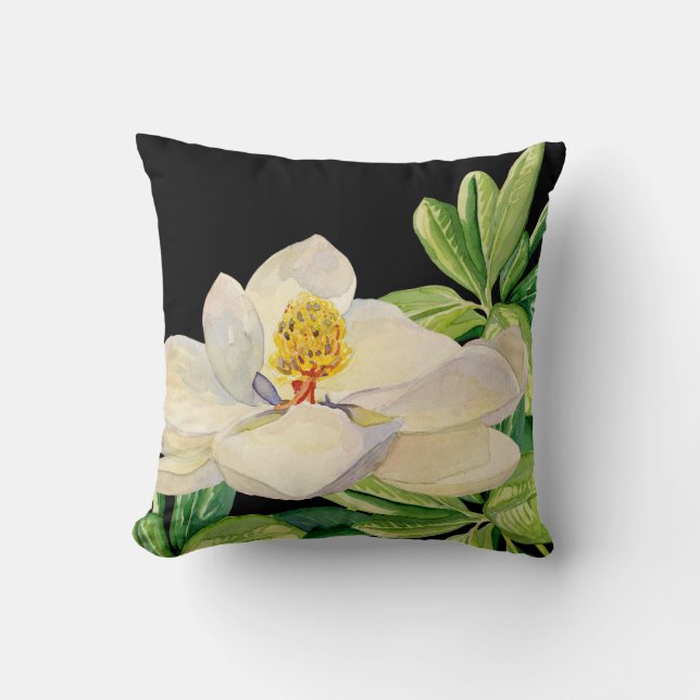 Magnolia Floral Art Décoratif Oreiller (Recto)