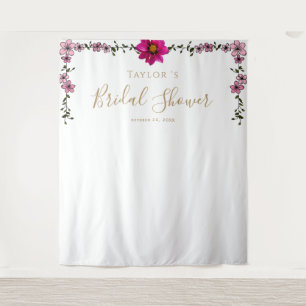Magnolia Floral Bridal Shower Backdrop Tapestry