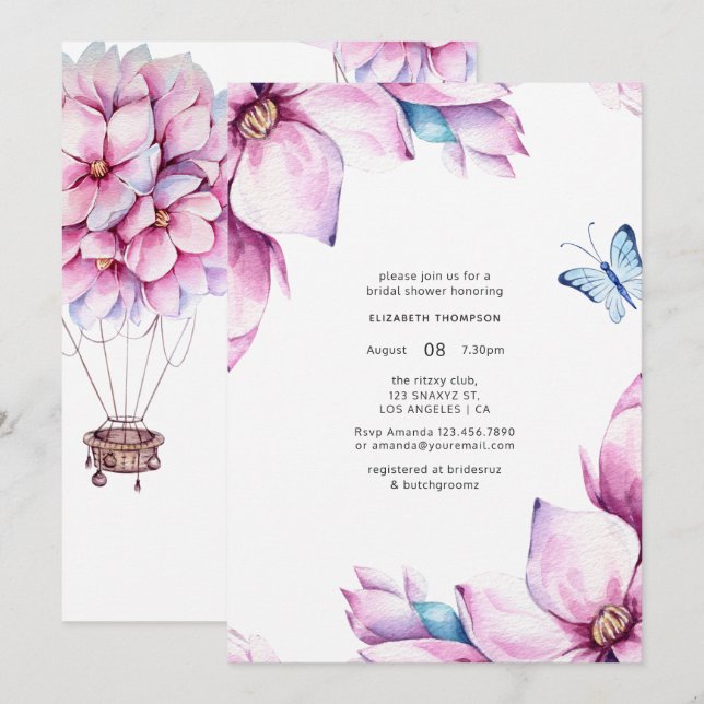Magnolia Floral Bridal Shower Invitation (Front/Back)