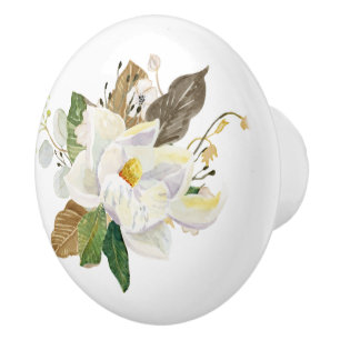 Magnolia Floral Farmhouse Rustic Country Kitchen Ceramic Knob