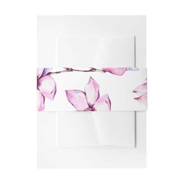 Magnolia Floral Invitation Belly Band (Front Example)
