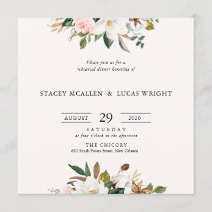 Magnolia Floral Square Invitations