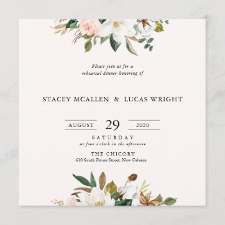 Magnolia Floral Square Invitations