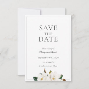Magnolia Floral Watercolor Save The Date