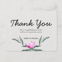 Magnolia Floral Watercolor Wedding Thank You Card