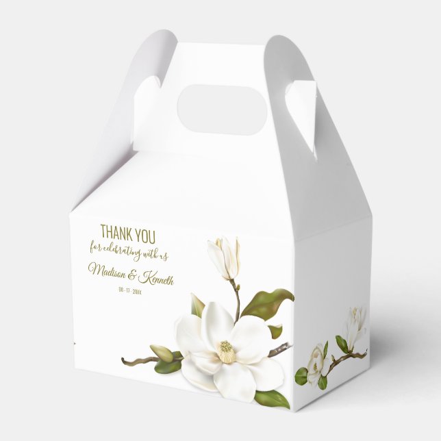 Magnolia Floral Wedding Favor Box (Front Side)