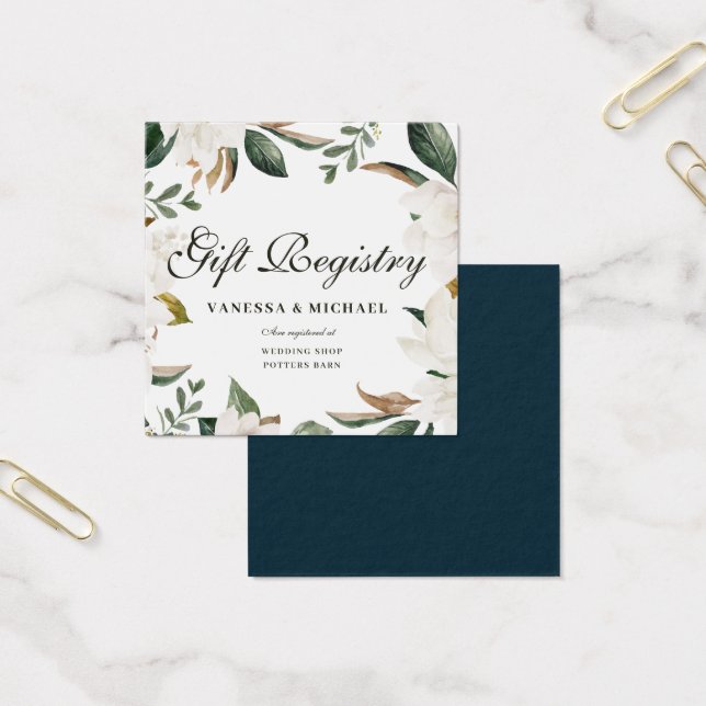 Magnolia floral wedding gift registry card (Office)