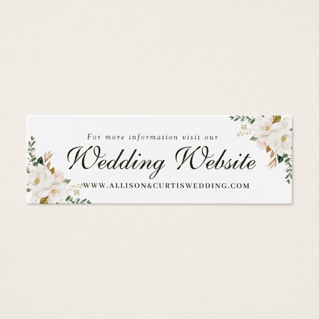 Magnolia floral wedding website card (Front)