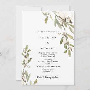 Magnolia florale faire-part de mariage moderne