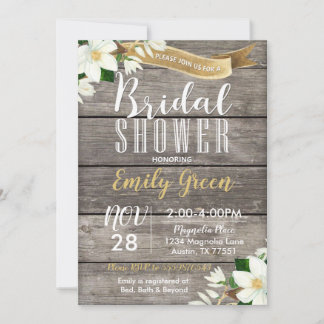 Magnolia Flower Bridal Invitation de douche Rustiq