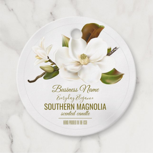 Magnolia Flower Favour Tags (Front)