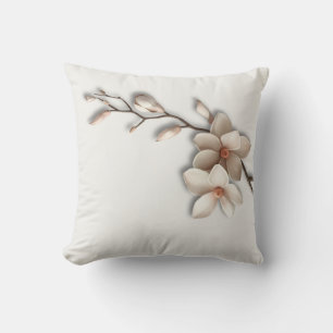  Magnolia Flower Minimalist Zen Throw Pillow