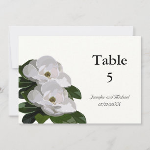 Magnolia Flower Modern Wedding Table Markers Invitation