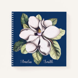 Magnolia Flower Monogram Name Notebook